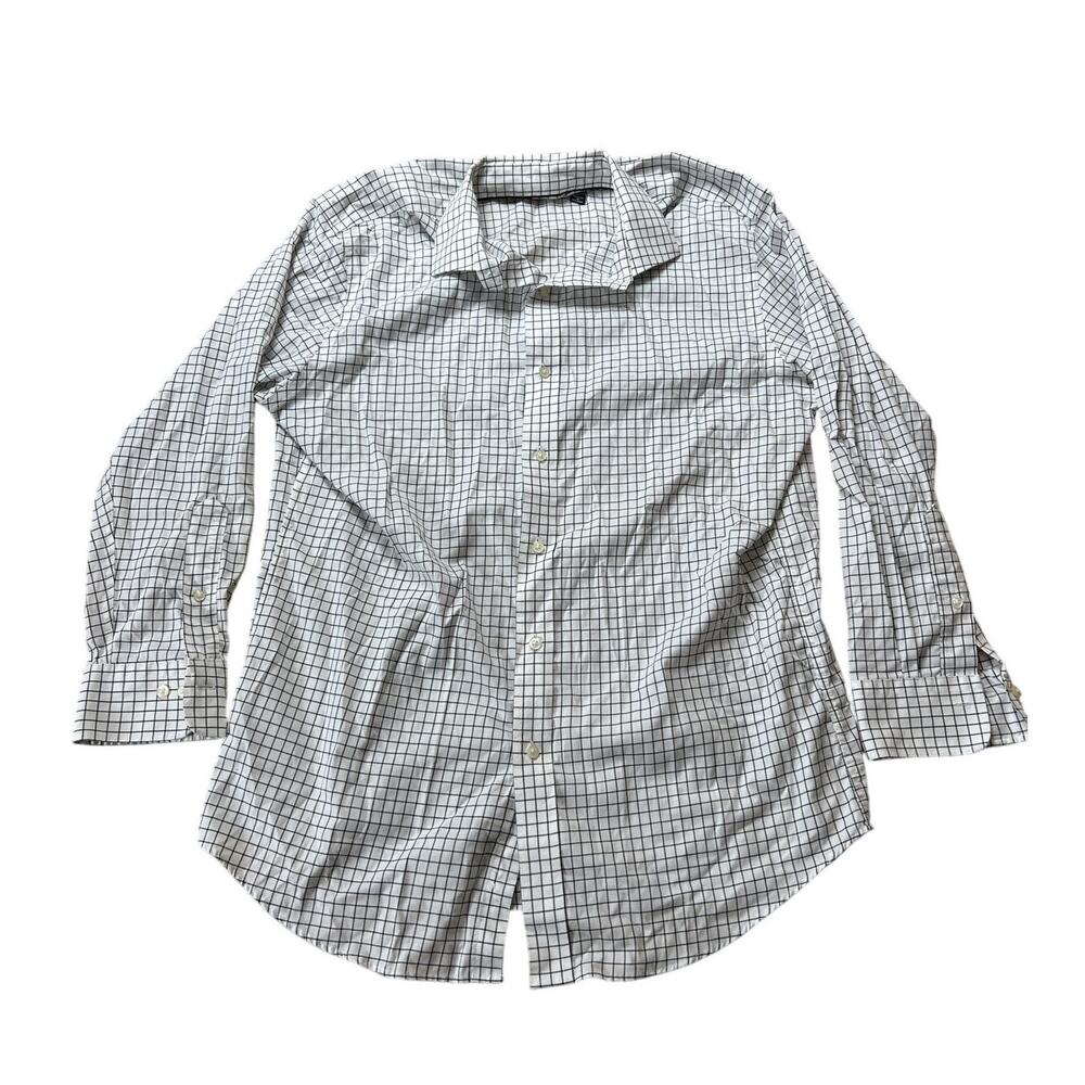 Lauren Ralph Lauren Slim Fit White/Black Checkered Button-Up Long Sleeve Size 17